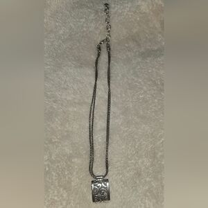 Brighton Silver Scroll Pendant Multi-Strand Cord Necklace